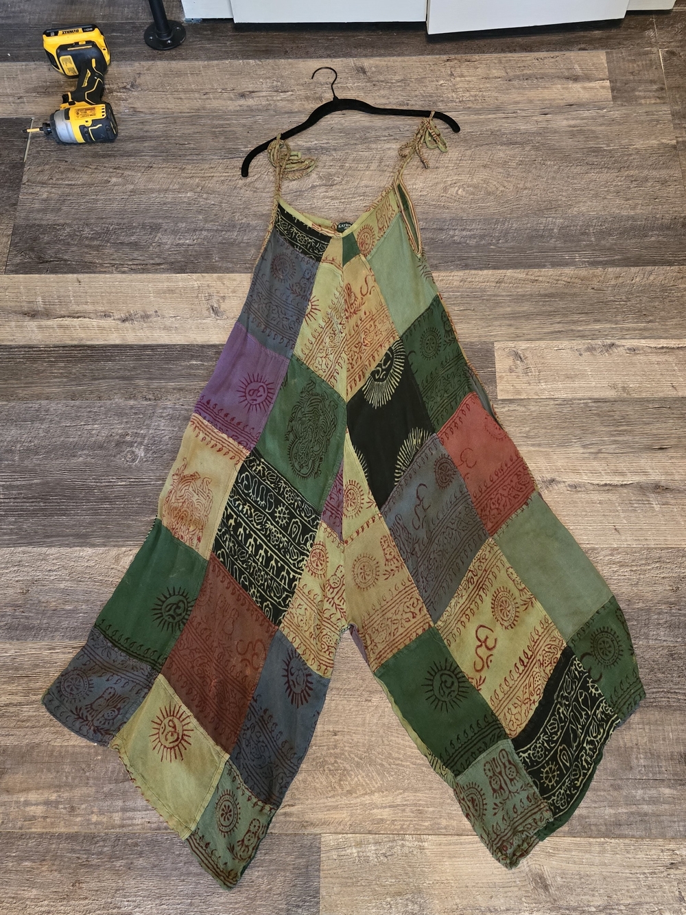 Kathmandu Multicolor Patchwork Tie-Strap Wide-Leg Jumpsuit